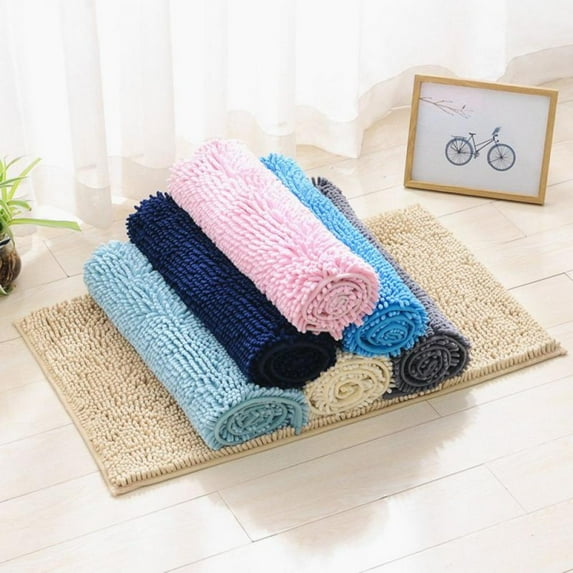 Chenille Bathroom Rug, Soft Absorbent Durable & Non Slip Shaggy Bath Mat Machine Washable Rectangle Bath Rug