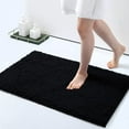 thumbnail image 1 of Chenille Bathroom Rugs, Extra Soft and Absorbent Shaggy Bath Mat Rugs, Washable Non Slip Shower Mat Carpet for Bathroom Floor, Tub and Shower, 16"x24", Black, 1 of 9