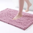 thumbnail image 1 of Chenille Bathroom Rugs Mat 24"x17", Non-Slip Bath Mat for Bathroom Floor & BathTub, Washable Shower Shag Bath Rugs, Soft Fluffy Thick Water Absorbent Microfiber Shower Mat, Bubblegum Pink, 1 of 6
