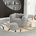 thumbnail image 1 of Chenille Bean Bag Chair with Footstool Square Lazy Sofa for Living Room Bedroom Gaming Grey, 1 of 10
