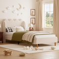 Chenille Bed Frame for , Wingback Design, Beige - Walmart.com