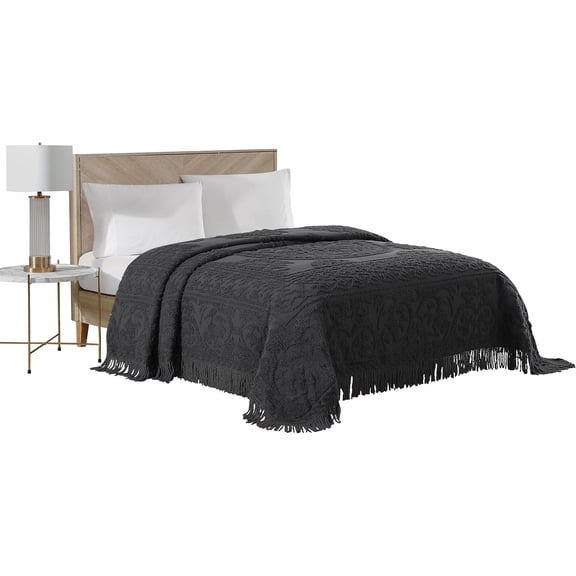 Chenille Bedspread Queen Charcoal