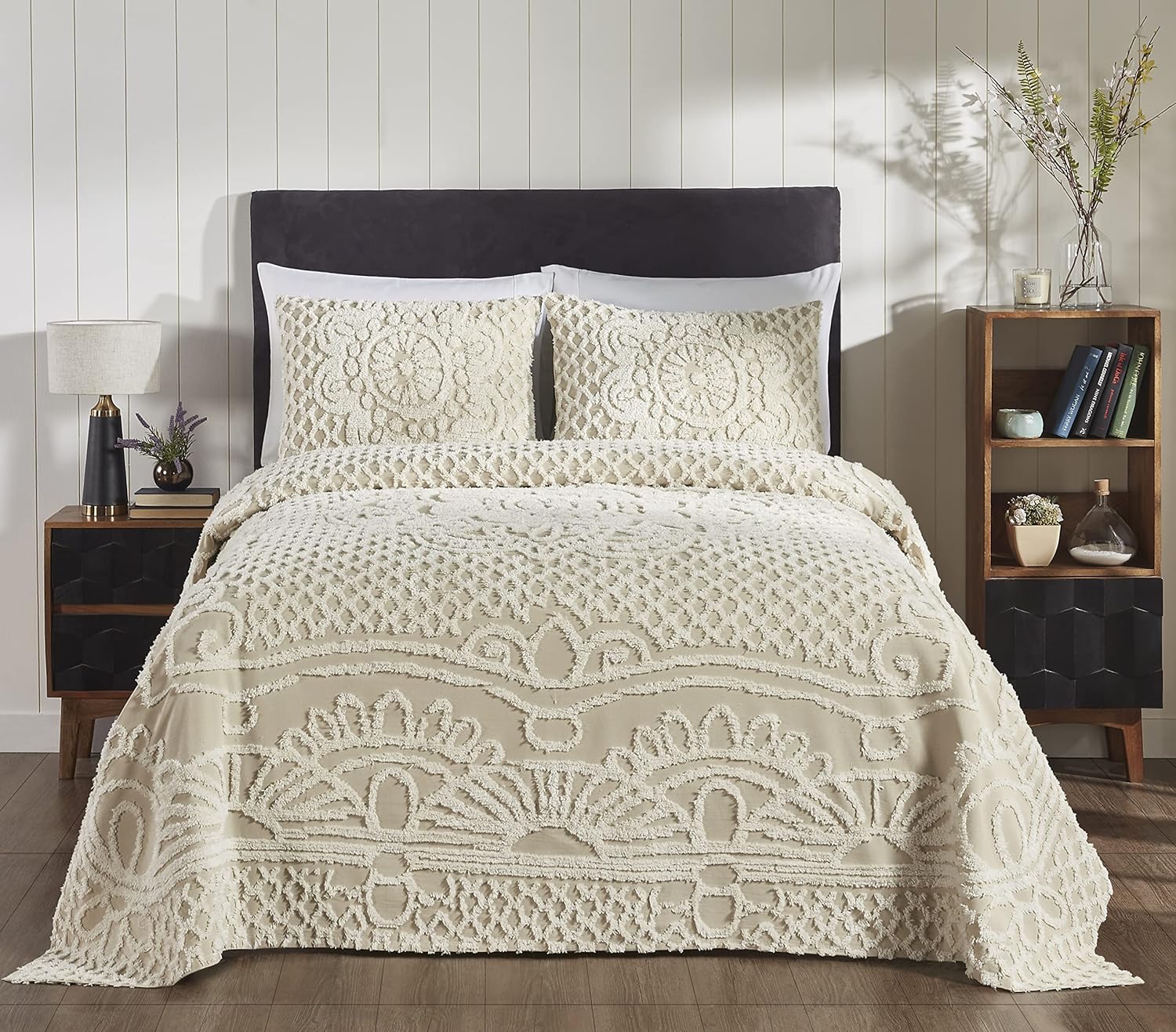 Chenille Bedspreads Set Size, Ardent Collection Medallion Design In