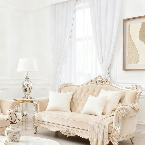 Chenille Blackout Curtains for Bedroom White Curtains 84 Inch Length 2 Panels for Living Room Luxury Thermal Insulated Rod Pocket & Back Tabs Window Drapes, W52 x L84