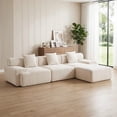 thumbnail image 1 of 118" Chenille Boneless Sectional Sofa, 3-Seater Modern Modular Cloud Couch With Removable Ottoman, No Assembly Required, Beige, 1 of 7