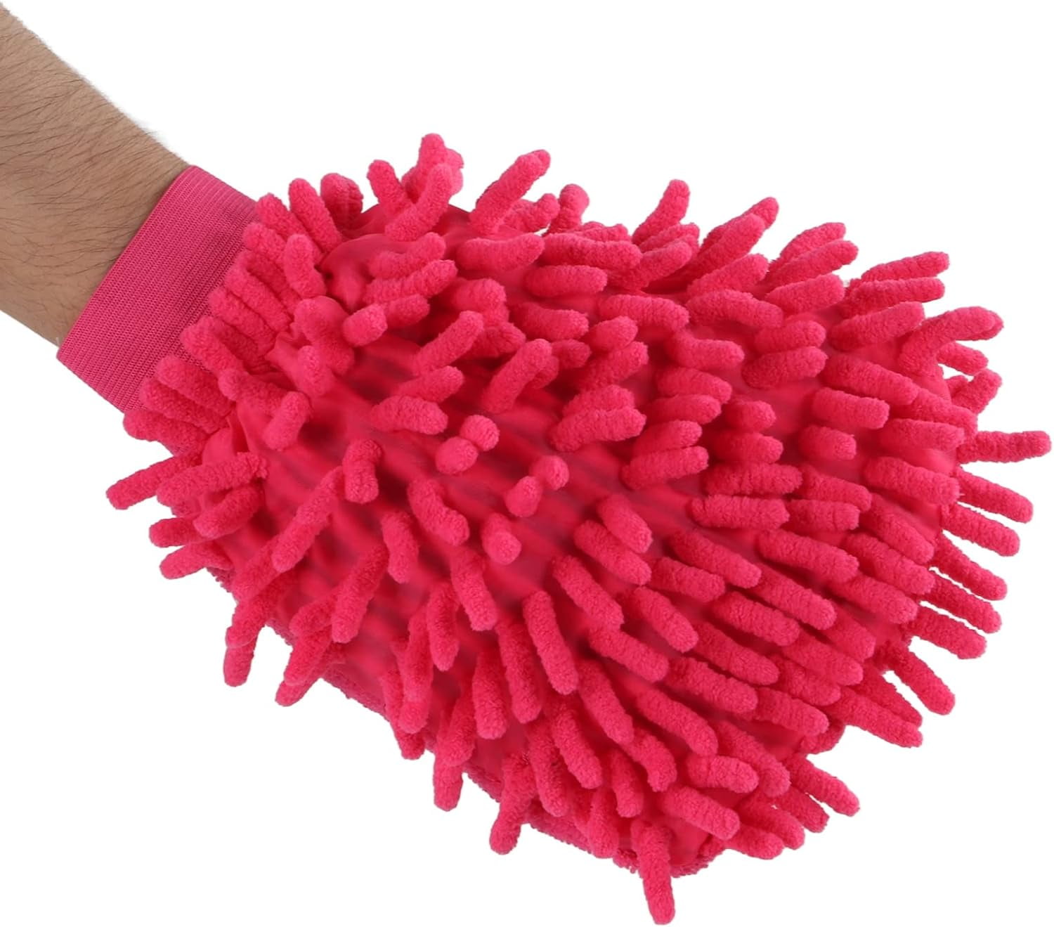Chenille Car Wash Mitt, Microfiber Wash Glove with Elastic Wrist Strap
