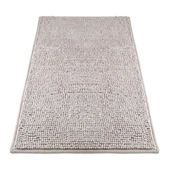 Chenille Cat Litter Mat for Litter Box, 28"x22" Soft Ultra Absorbent Mat, Waterproof & Non-Slip, Easy to Clean Litter Trapping Mat for Indoor Cats, Gray