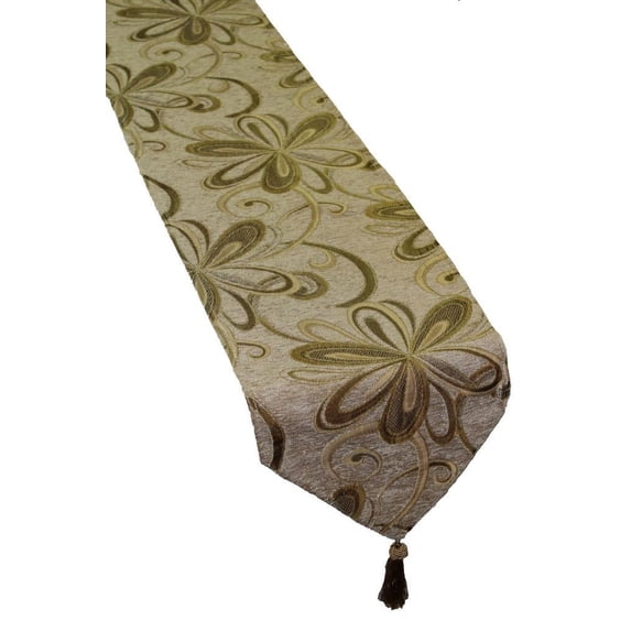 Chenille Chateau Vintage Floral Design 13" X 70" Table Runner