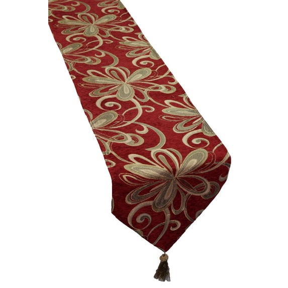 Chenille Chateau Vintage Floral Design 13" X 70" Table Runner