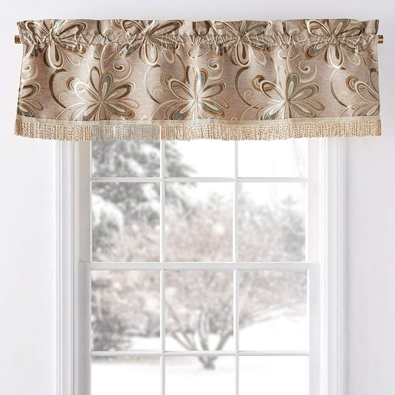 Chenille Chateau Vintage Floral Design 60" X 15" Window Valance, Color Gold