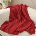 thumbnail image 1 of Chenille Checkered Throw Blanket Reversible Bedding Knit Blanket,50" X 60",Red, 1 of 4