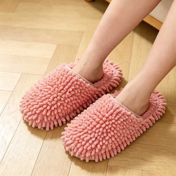 Chenille Cleaning Slippers, Microfiber Mop Slippers for Floor Cleaning, Washable Dust Mop Shoes for Hardwood Tile Floors, Soft Non- Cleaning Slippers for Home Use
