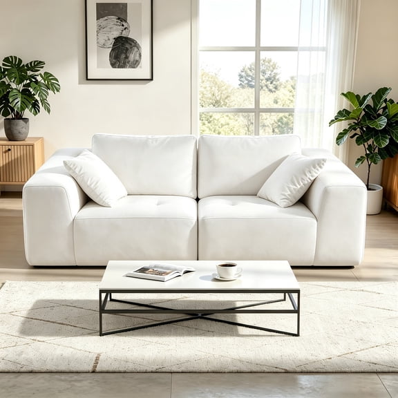 Chenille Cloud Sofa Couch, 2-Seater Sectional Modular Sofa for Living Room, Soft And Highly Resilient, Freely Connectable, Vacuum-Compressed Packaging Technology
