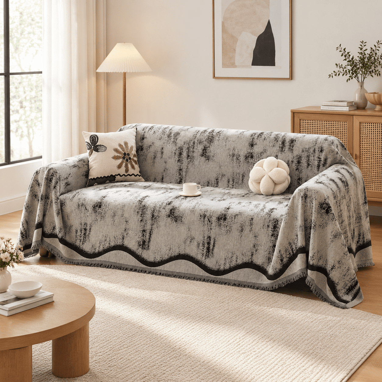 Chenille Couch Cover For 2-cushion Sofa Non-slip 70