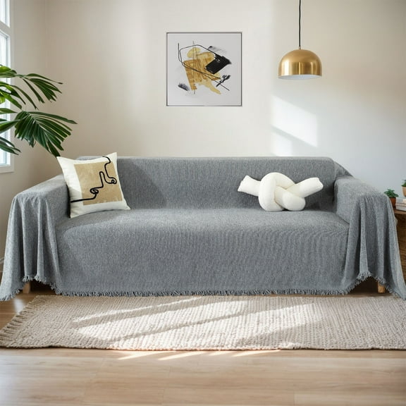 Chenille Couch Cover Pet Friendly Sofa Cover Washable Reversible Sofa Slipcover for Sectional Sofa, Loveseat, 2 or 3 Cushion Couch, Corner Sofa, Futon Cover