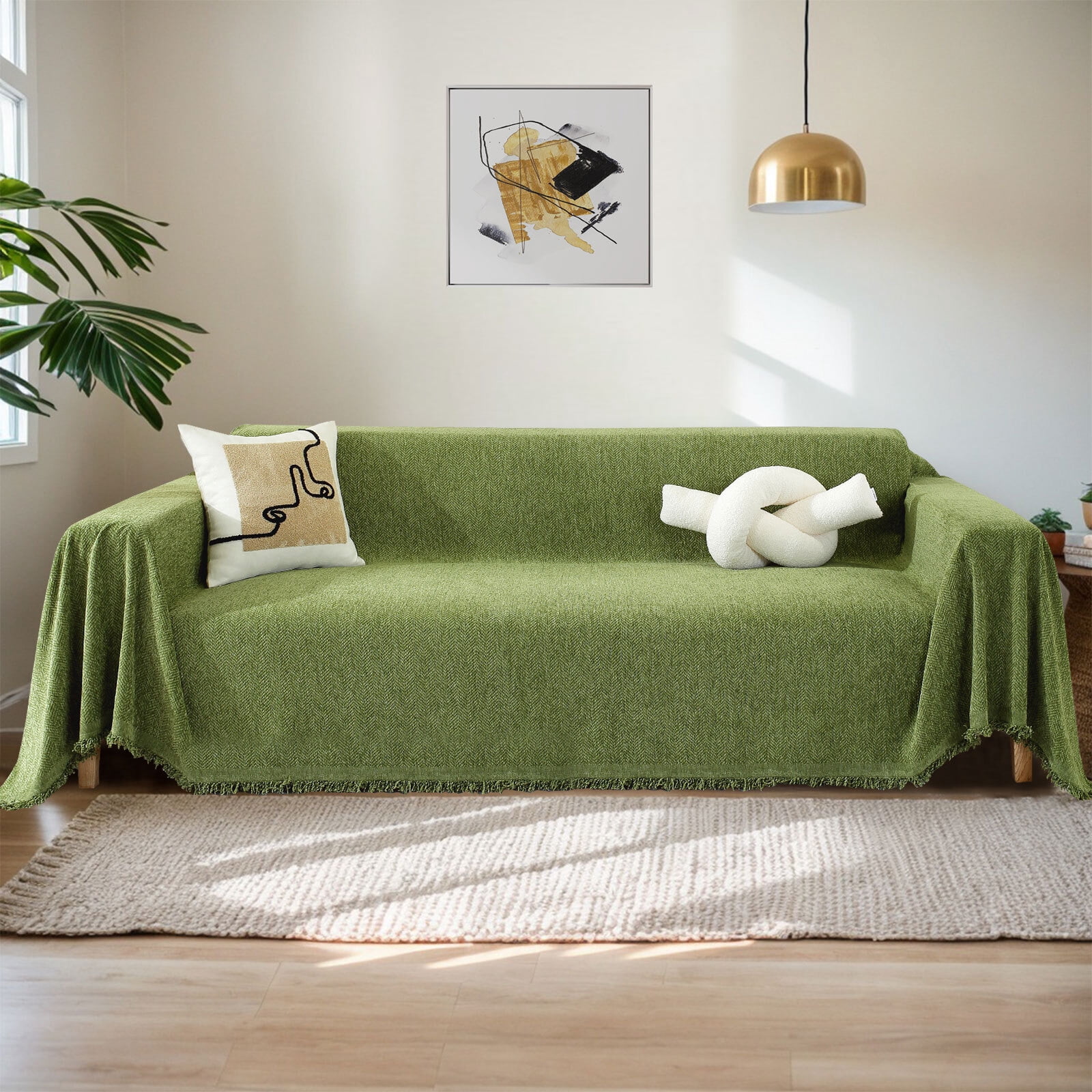 Chenille Couch Cover Pet Friendly Sofa Cover Washable Reversible Sofa Slipcover for Sectional Sofa, Loveseat, 2 or 3 Cushion Couch, Corner Sofa, Futon Cover