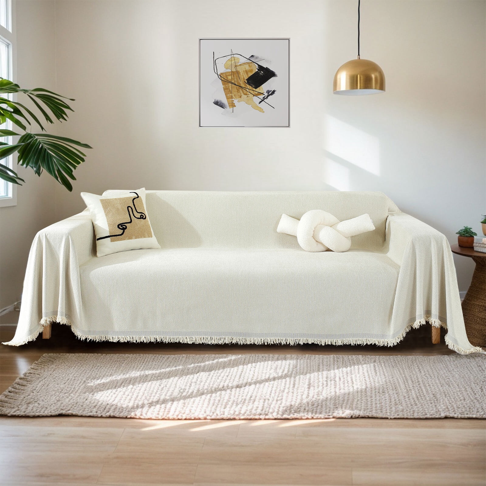 Chenille Couch Cover Pet Friendly Sofa Cover Washable Reversible Sofa Slipcover for Sectional Sofa, Loveseat, 2 or 3 Cushion Couch, Corner Sofa, Futon Cover