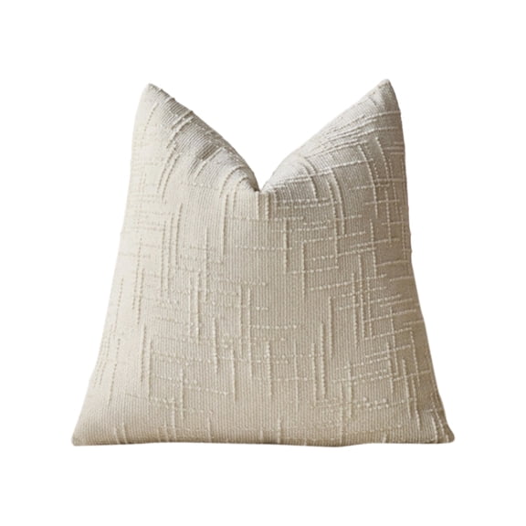 Chenille Decorative Pillow Case 23.6x23.6 Inch – Thick Soft Textured Cushion Cover for Living Room Couch & Bedroom Decor (White)