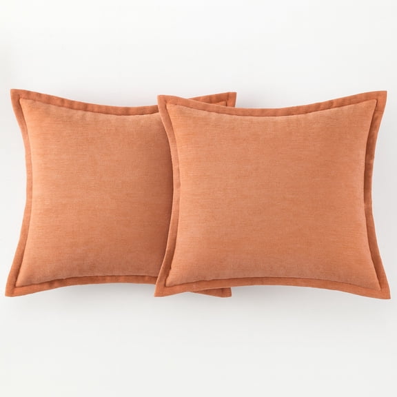 Chenille Decorative Throw Pillow Covers 2-Pack, Soft Textured Cushion Covers for Couch Sofa Bed, Durable Thick Weave Home Decor Accent with Hidden Zipper