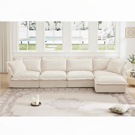 Modern L Shape Sectional Sofa with Chenille Fabric (220×80×75cm)
