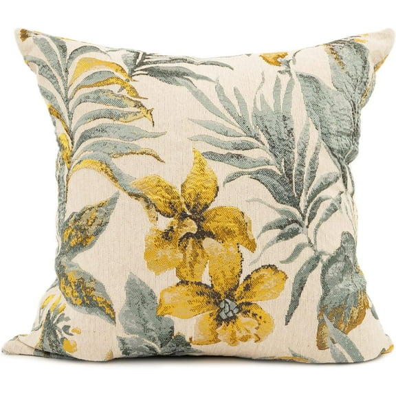 Chenille Embroidery Cotton Linen Throw Lumbar Pillow Case Cushion Cover Home Office Decorative Rectangle (Teal, 18''''x18'''')