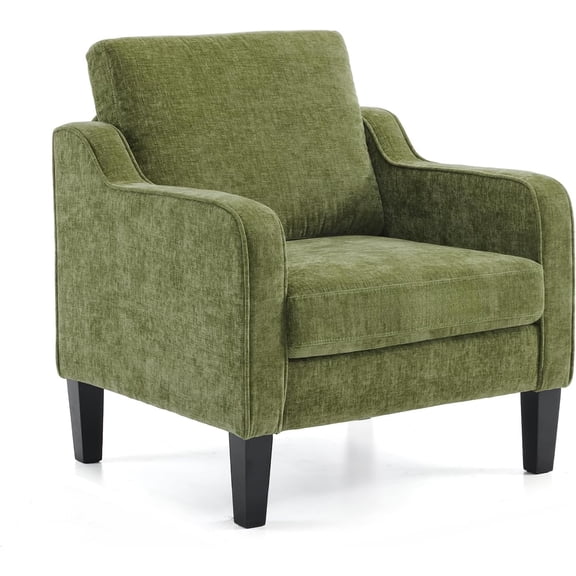 PEXMOR Chenille Fabric Accent Chairs with Arms, Mid Century Modern Upholstered Armchair, Chairs Reading, Soft Single Sofa for Living Room