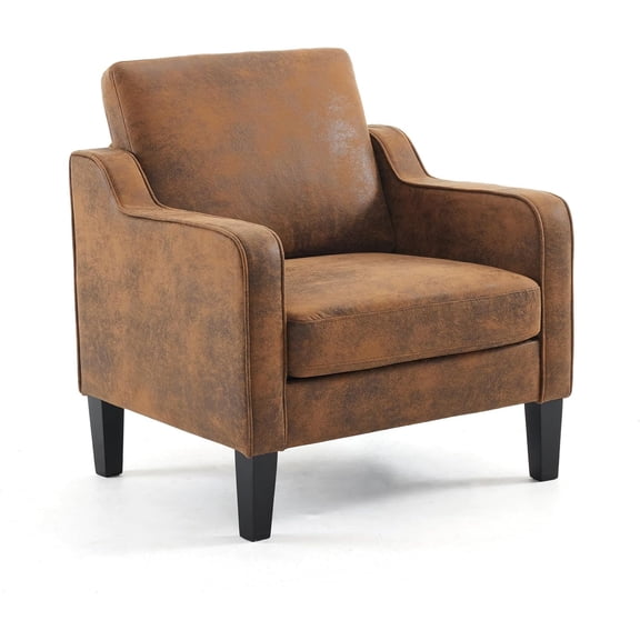 PEXMOR Chenille Fabric Accent Chairs with Arms, Mid Century Modern Upholstered Armchair, Chairs Reading, Soft Single Sofa for Living Room