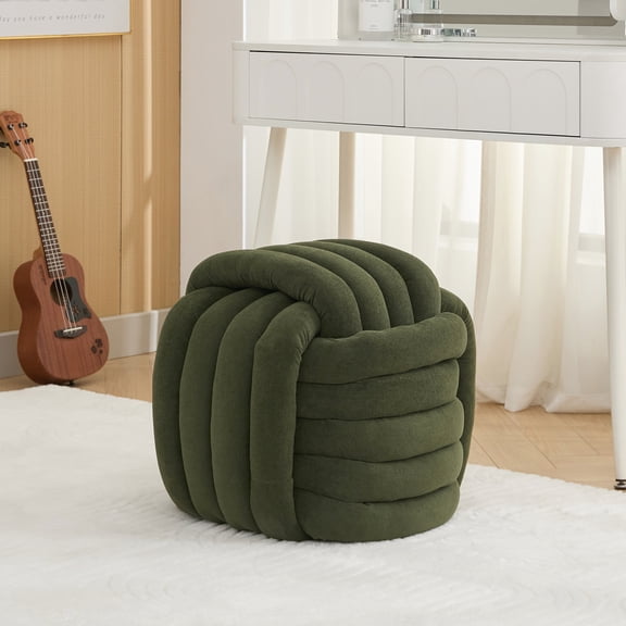 Chenille Fabric Living Room Footstool, Stylish And Comfortable, Wood Frame, Foam Filled, No Assembly Needed Modern Footstool In , For Home Decor, Bedroom, Room, Filled