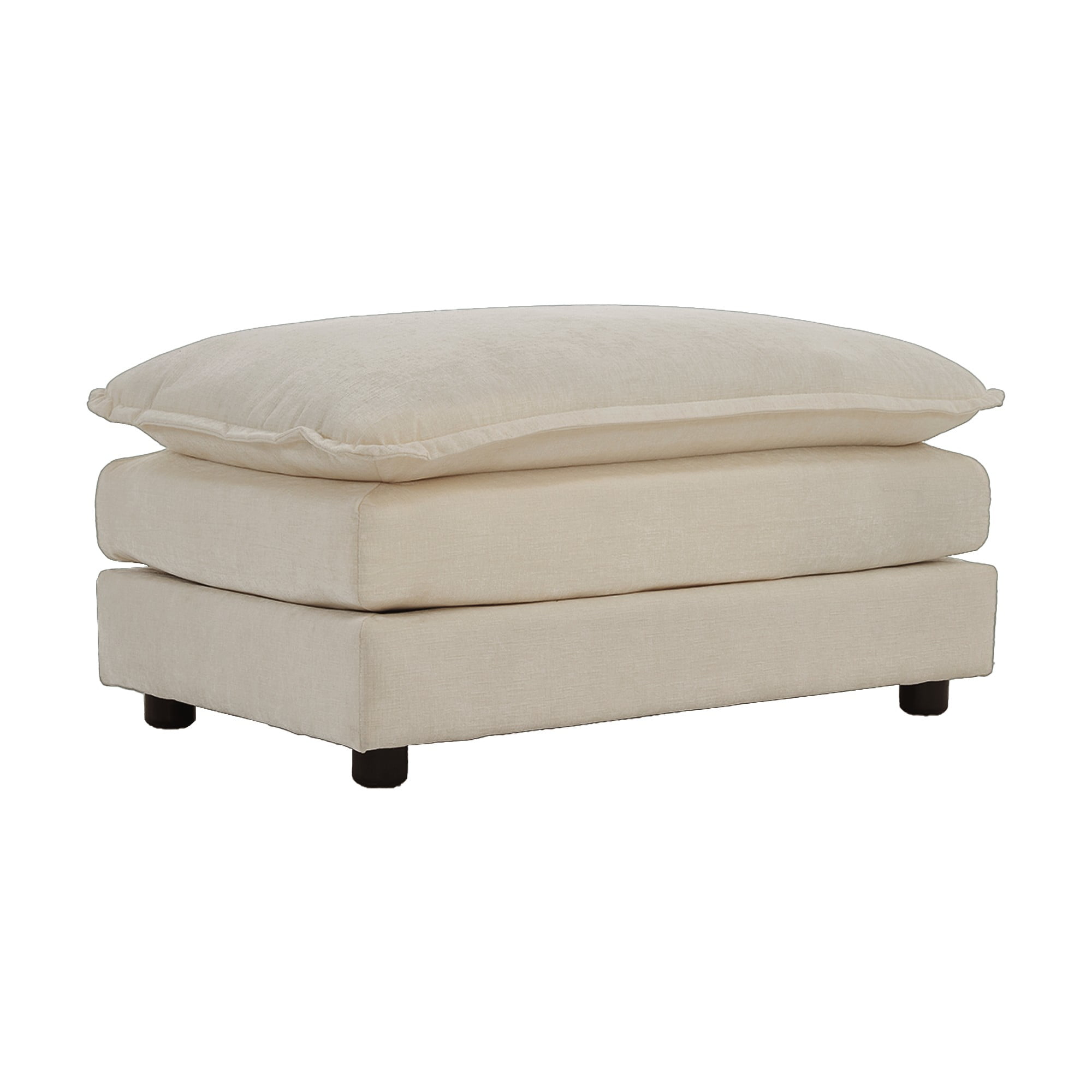Chenille Fabric Ottomans Footrest (Beige)