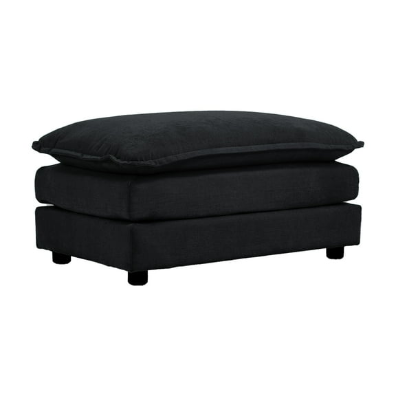 Chenille Fabric Ottomans Footrest (Black)