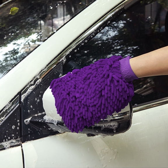 Chenille Fiber Car Wash Mitt Gloves, Double-Sided Scratch-Free Cleaning Cloth Car Wash Mitts for Auto, High Absorbency Wash Mitt Gloves for Car Household Use 23cm