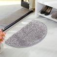 thumbnail image 1 of Chenille Half Circle Bathroom Rug, Non Slip Water Absorbent Bath Mat, Washable Bath Rugs for Bathroom Floor Bathtub, Silver, 1.2 x 1.8 Feet, 1 of 6