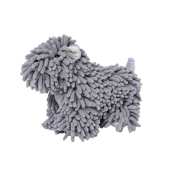 Chenille Hand Towel, Soft Absorbent Chenille Ball Towel, Multi-Functional Cartoons Animals Hand Wipes, Microfiber Towels for Bathroom, Gray