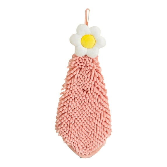 Chenille Hand Towels with Hanging Loop 1 Pack Super Soft Absorbent Kitchen Towels Bathroom Hand Towels Floral Design Decorative Towels for Home Yellow Pink Blue Multi Color Set of 1 Ultra Absorbent
