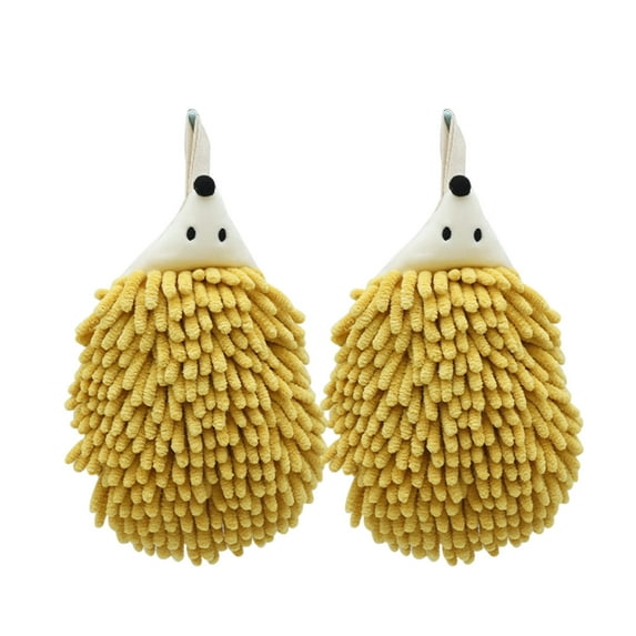 Chenille Hand Towels with Loop,Cute Hedgehog Microfiber Hand Towels,Absorbent Small Hanging Chenille Hand Towel for Drying Hand Bath Kitchen Washstand,Hanging Hand Towel with Button Loop(2pc)