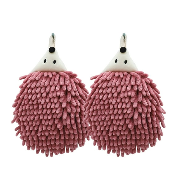 Chenille Hand Towels with Loop,Cute Hedgehog Microfiber Hand Towels,Absorbent Small Hanging Chenille Hand Towel for Drying Hand Bath Kitchen Washstand,Hanging Hand Towel with Button Loop(2pc)