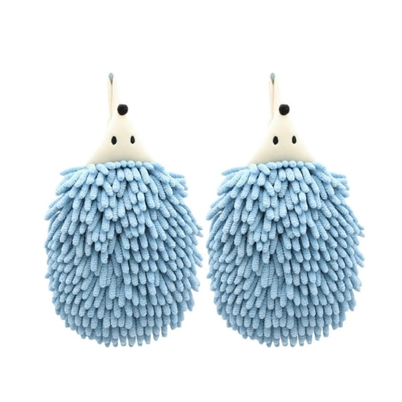 Chenille Hand Towels with Loop,Cute Hedgehog Microfiber Hand Towels,Absorbent Small Hanging Chenille Hand Towel for Drying Hand Bath Kitchen Washstand,Hanging Hand Towel with Button Loop(2pc)