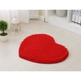 Chenille Heart Shaped Door Mat Bathroom Toilet Living Room Red