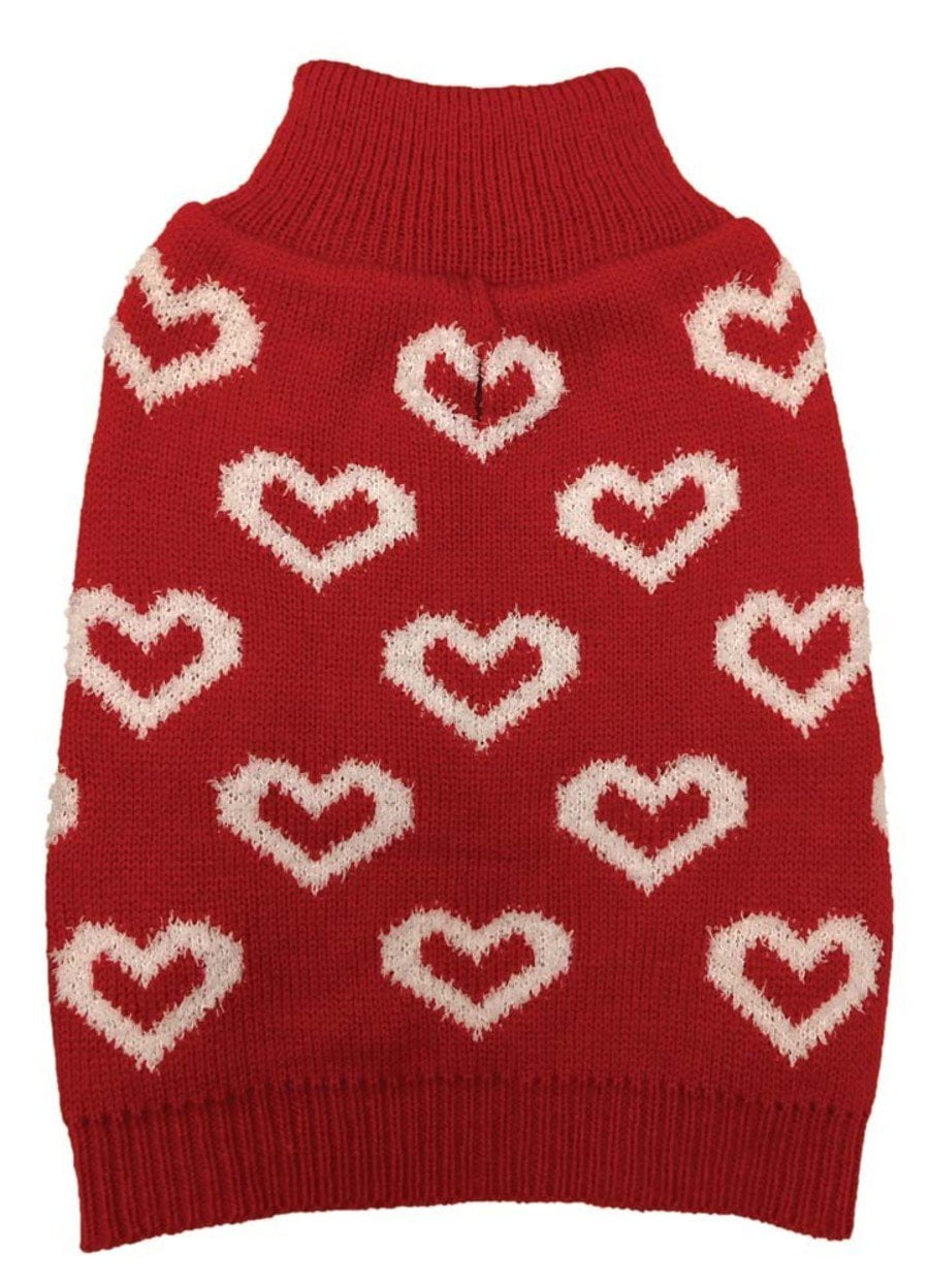 Guinevere Red Hearts and Snowflakes Dog Sweater main image 0