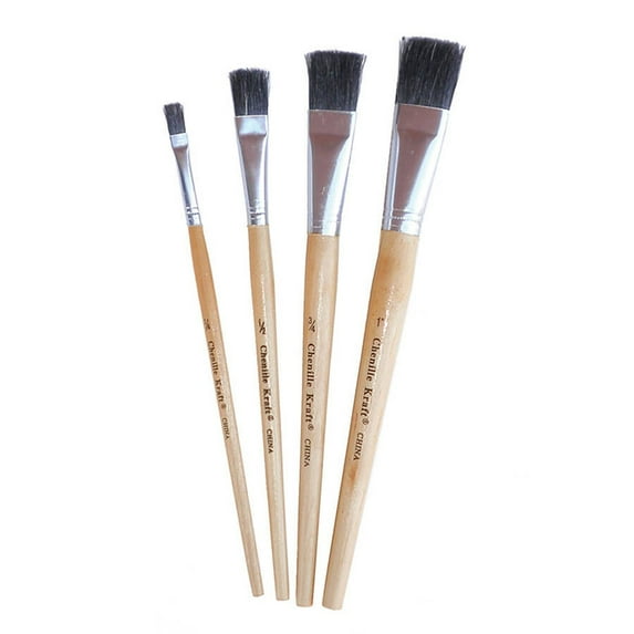 Chenille Kraft Chenille Craft Tempera Brush Set Black Bristle 4/ST 6 ST/BD CK5182