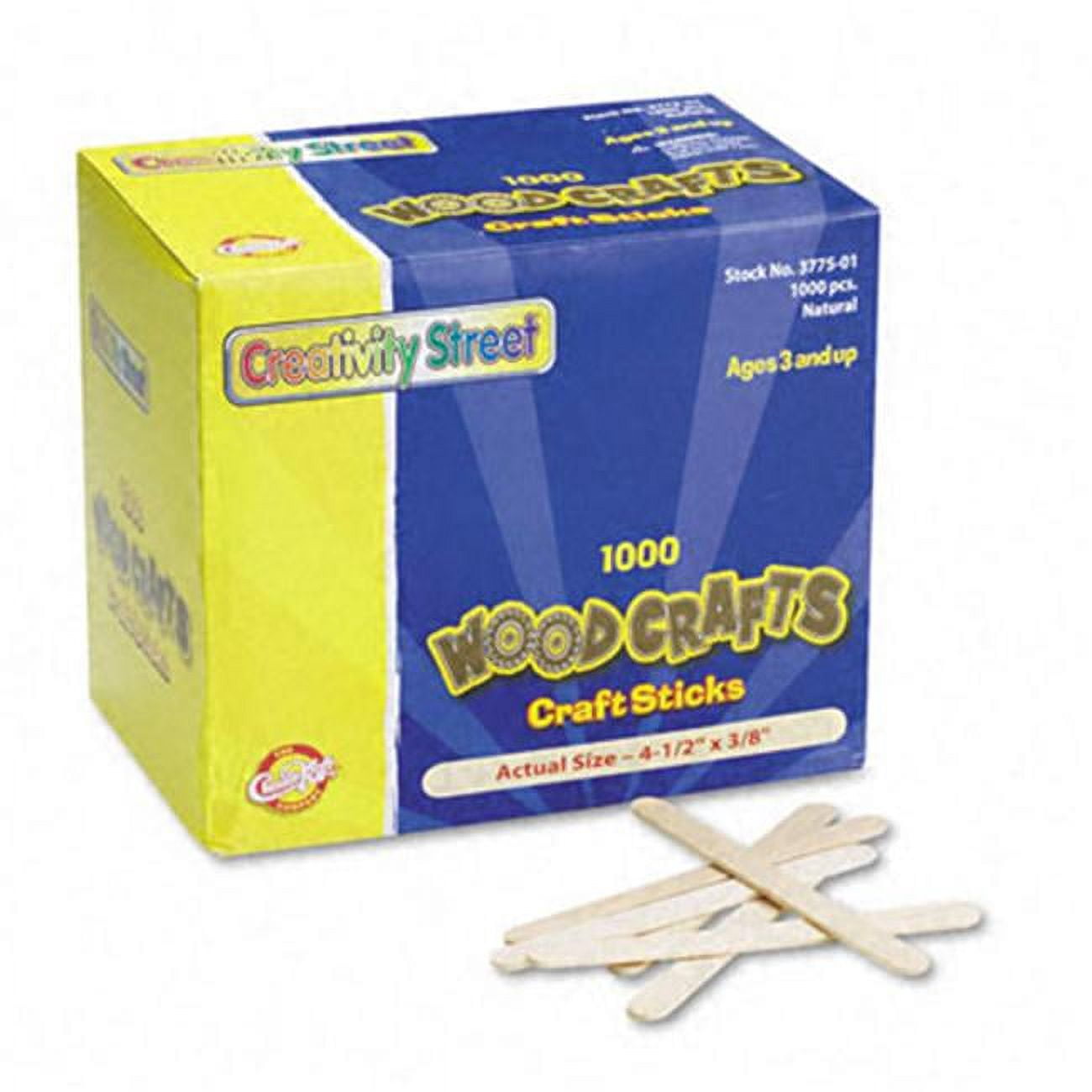 Chenille Kraft  Natural Wood Craft Sticks- 4 1/2 X 3/8- Natural Wood- 1000/Box
