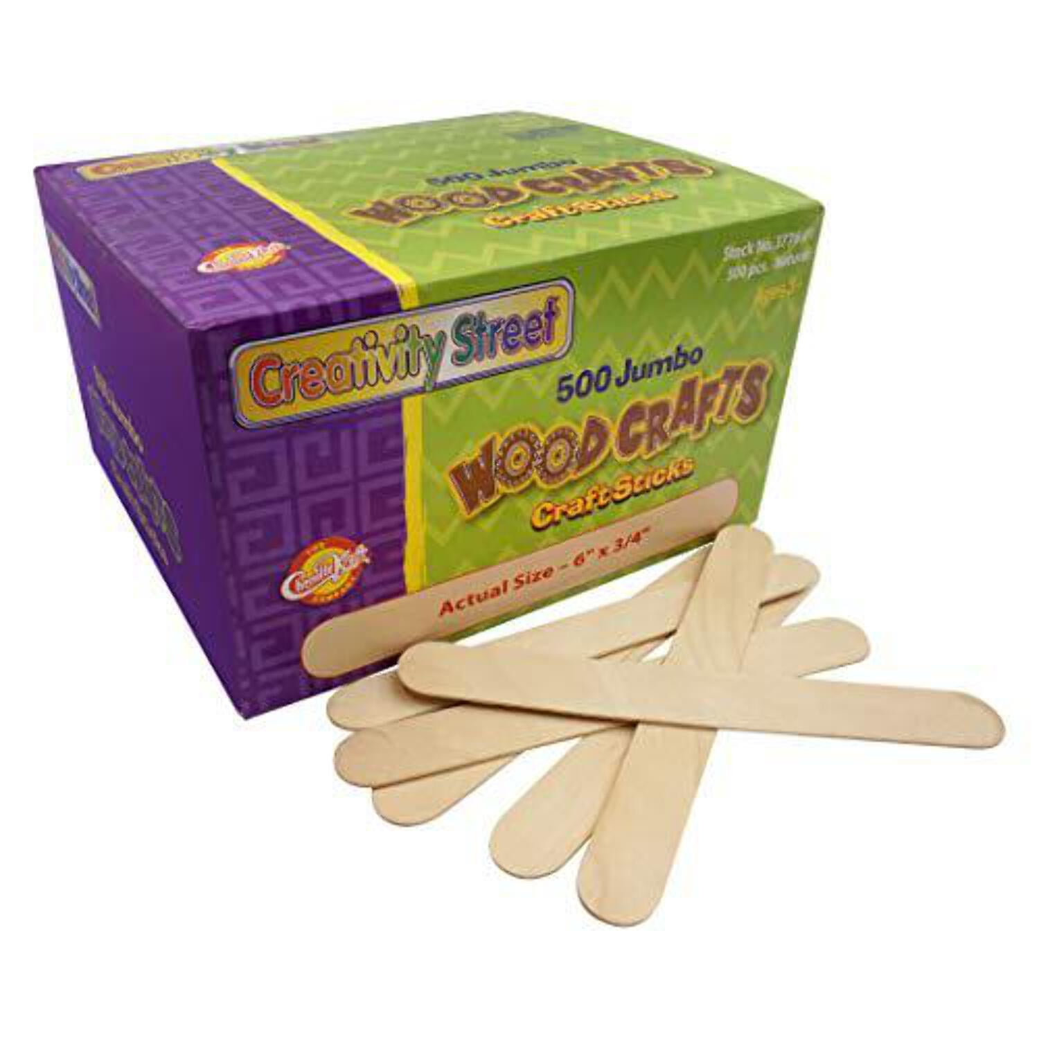 Chenille Kraft® Wood Jumbo Craft Sticks, Natural, 500/Box