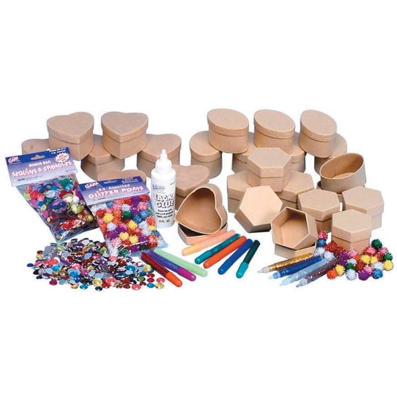 Chenille Kraft Papier-Mache Miniature Boxes Activity Set, Assorted Shapes, Set of 24