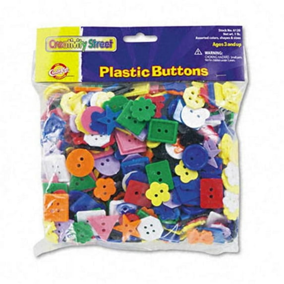 Chenille Kraft  Plastic Button Assortment- 1 lbs.- Assorted Colors/Sizes