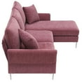 thumbnail image 1 of Chenille L-Shaped Convertible Sectional Sofa with Reversible Chaise As shown, 1 of 5