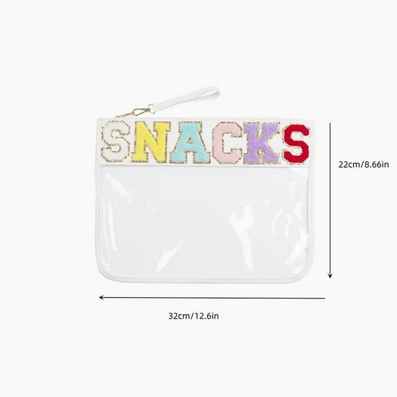 Chenille Letter Bag, Multi-purpose Nylon Clear Makeup Cosmetic Bags Flat Pouches with Zipper for Travel, Gym, Beach