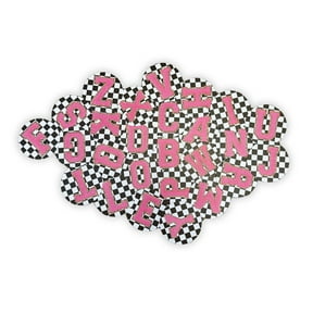 Chenille Letter Freshie Cardstock Cutout Rounds  26 pk 3 inch Circle Checkered Mix Silicone Molds Assorted Bulk Millennial Boujee Alphabet Teacher, Nurse, Initials