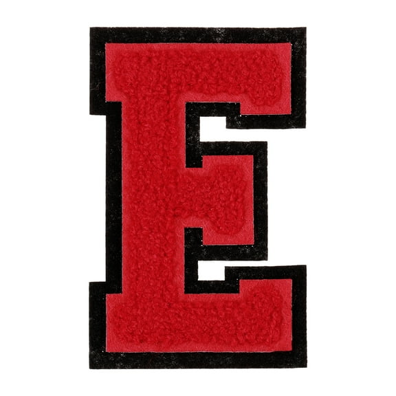 Chenille Letter Patches, 4" Alphabet E Iron on Patches for Repairing Clothing Jeans Shoes Hats DIY (Red)