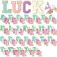 thumbnail image 1 of Chenille Letter Patches Kit - 104 Alphabet Stickers with Sewing Kits & 11 Cute Bows/Stars - No Sew Fabric Stickers for DIY Bags, Clothes, Hats, Gifts​​, 1 of 8