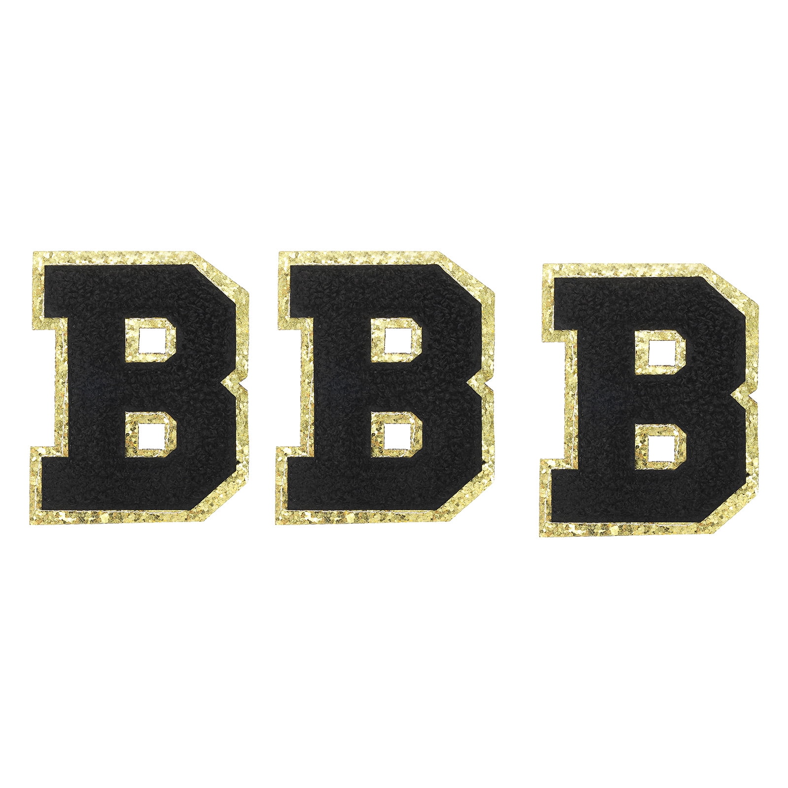 B Patch Chenille Letters B Patches Large Size 83mm/3.27 Inch Golden Glitter for ...